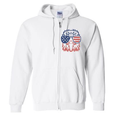 Patriotic Eagle 4th of July USA American Flag Design Full Zip Hoodie