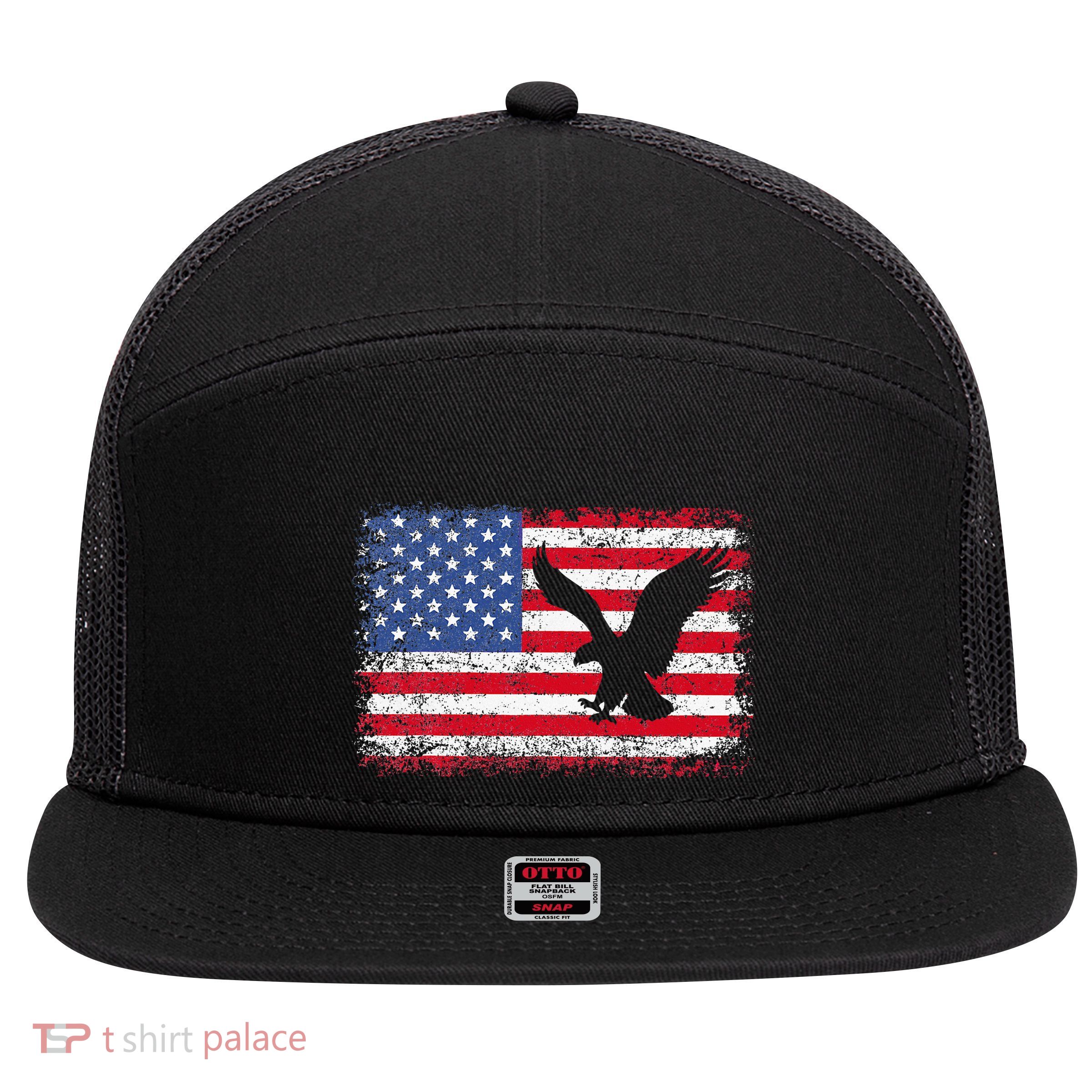 Patriotic Eagle 4th Of July Usa American Flag 7 Panel Mesh Trucker Snapback Hat