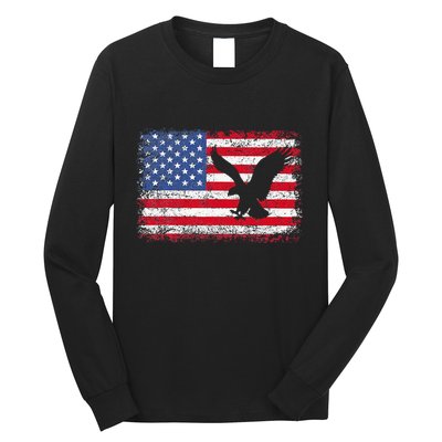 Patriotic Eagle 4th Of July Usa American Flag Long Sleeve Shirt