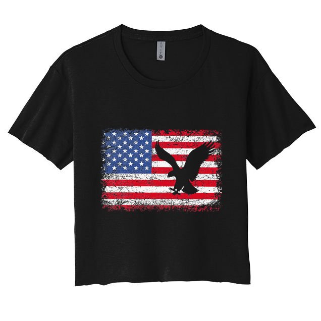 Patriotic Eagle 4th Of July Usa American Flag Crop Top