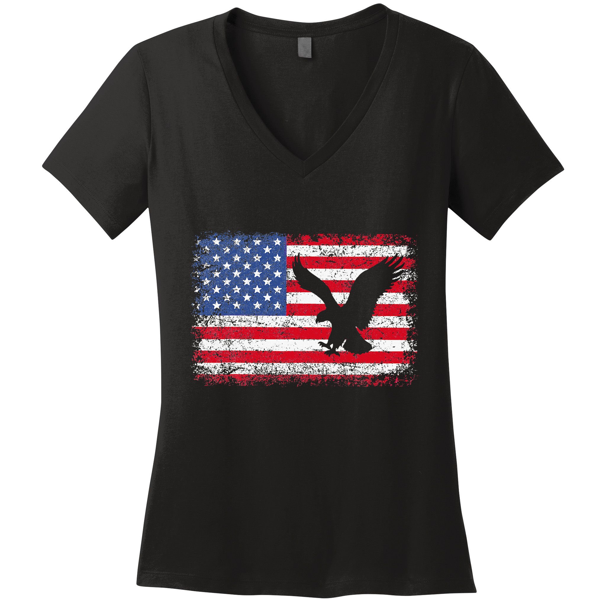 Patriotic Eagle 4th Of July Usa American Flag Women's V-Neck T-Shirt