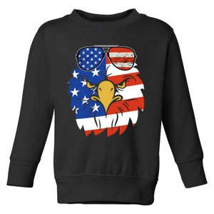 Patriotic Eagle 4th Of July Sunglass Usa American Flag Toddler Sweatshirt