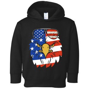 Patriotic Eagle 4th Of July Sunglass Usa American Flag Toddler Hoodie