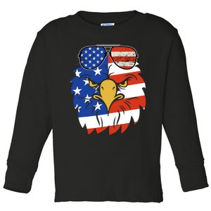 Patriotic Eagle 4th Of July Sunglass Usa American Flag Toddler Long Sleeve Shirt