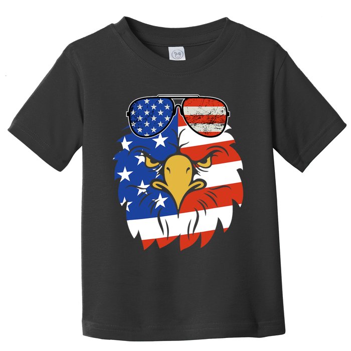 Patriotic Eagle 4th Of July Sunglass Usa American Flag Toddler T-Shirt