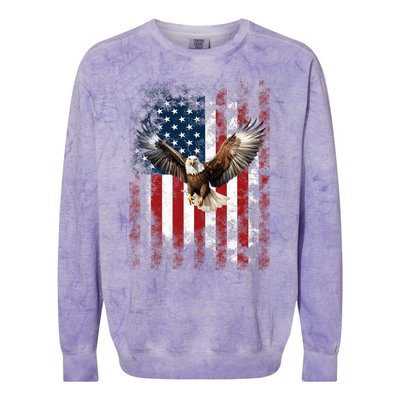 Patriotic Eagle 4th Of July Usa American Flag Colorblast Crewneck Sweatshirt