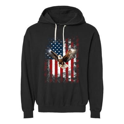 Patriotic Eagle 4th Of July Usa American Flag Garment-Dyed Fleece Hoodie