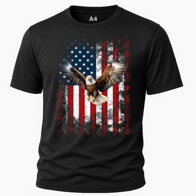 Patriotic Eagle 4th Of July Usa American Flag Cooling Performance Crew T-Shirt