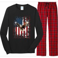 Patriotic Eagle 4th Of July Usa American Flag Long Sleeve Pajama Set