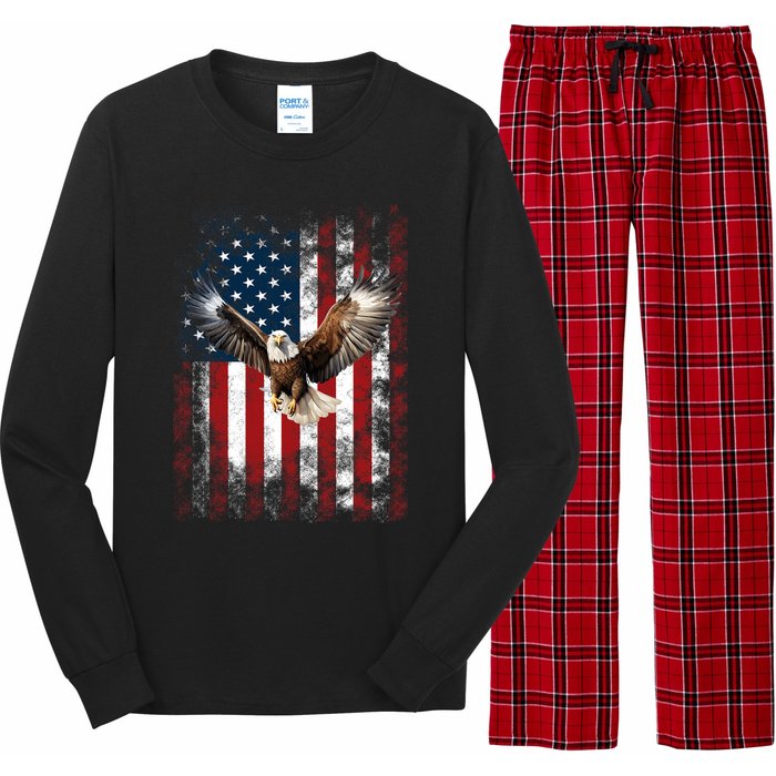 Patriotic Eagle 4th Of July Usa American Flag Long Sleeve Pajama Set