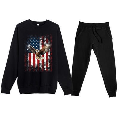 Patriotic Eagle 4th Of July Usa American Flag Premium Crewneck Sweatsuit Set