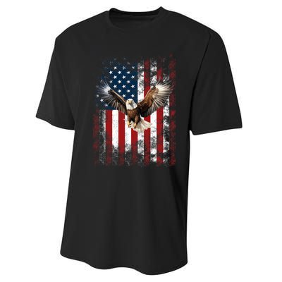 Patriotic Eagle 4th Of July Usa American Flag Performance Sprint T-Shirt