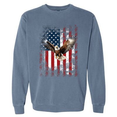 Patriotic Eagle 4th Of July Usa American Flag Garment-Dyed Sweatshirt