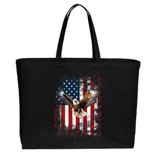 Patriotic Eagle 4th Of July Usa American Flag Cotton Canvas Jumbo Tote