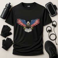 PATRIOTIC EAGLE 4th Of July USA American Flag Proud Cooling Performance Crew T-Shirt