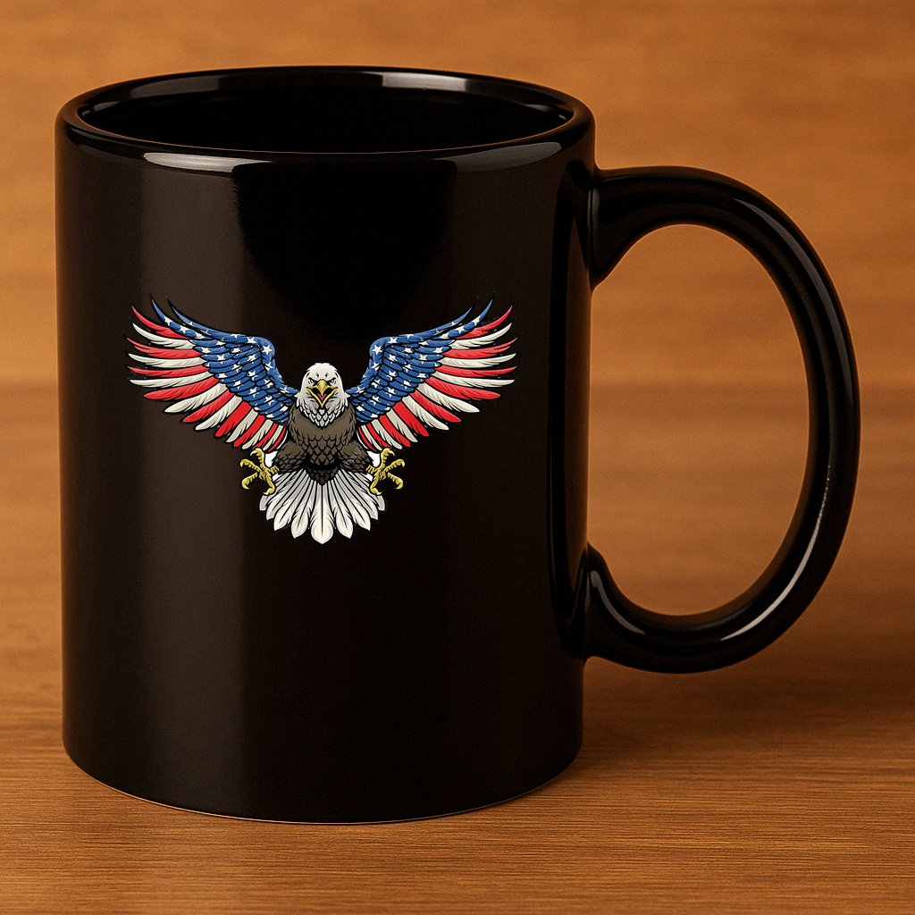 PATRIOTIC EAGLE 4th Of July USA American Flag Proud 11oz C Handle Ceramic Mug
