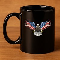 PATRIOTIC EAGLE 4th Of July USA American Flag Proud 11oz C Handle Ceramic Mug