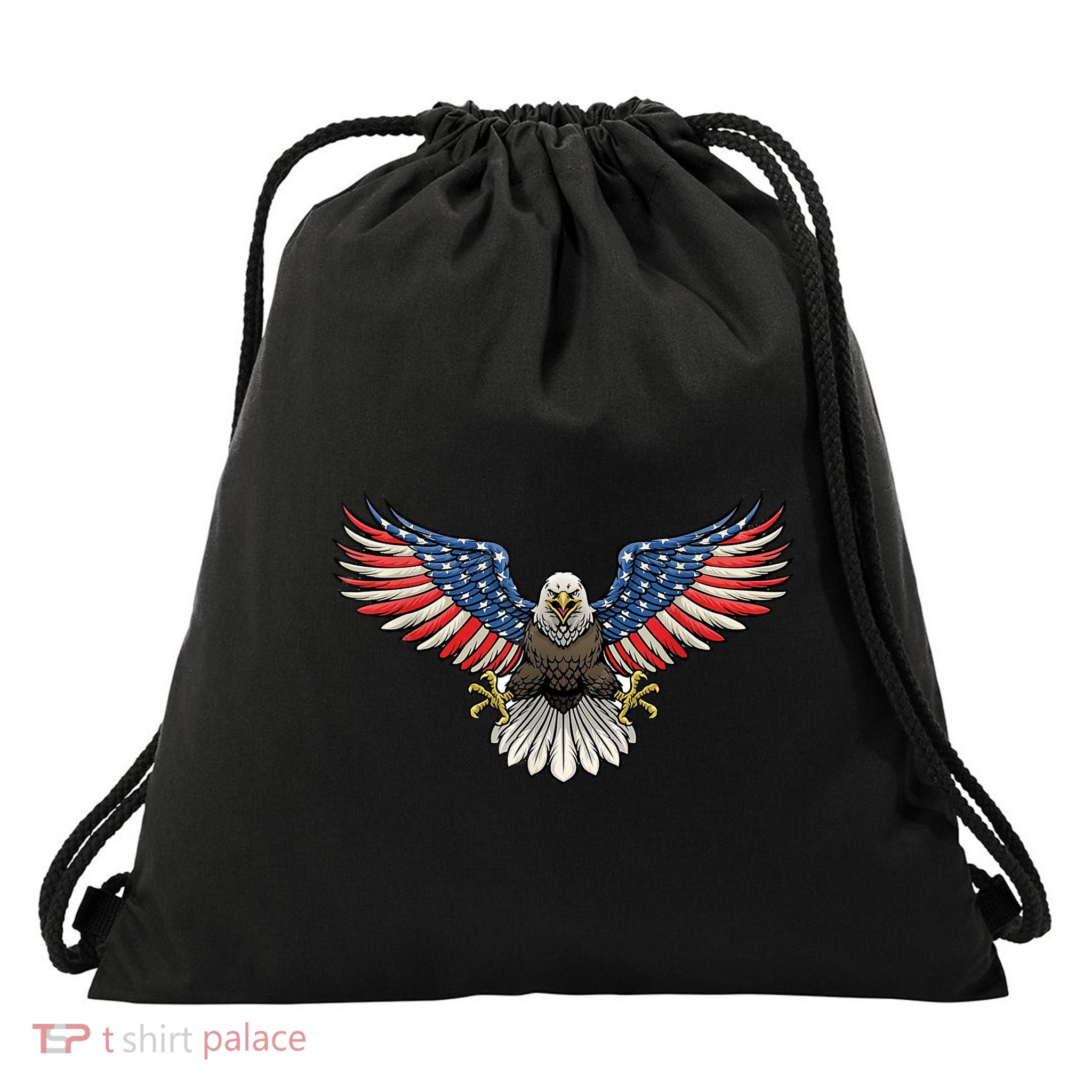 PATRIOTIC EAGLE 4th Of July USA American Flag Proud Drawstring Bag