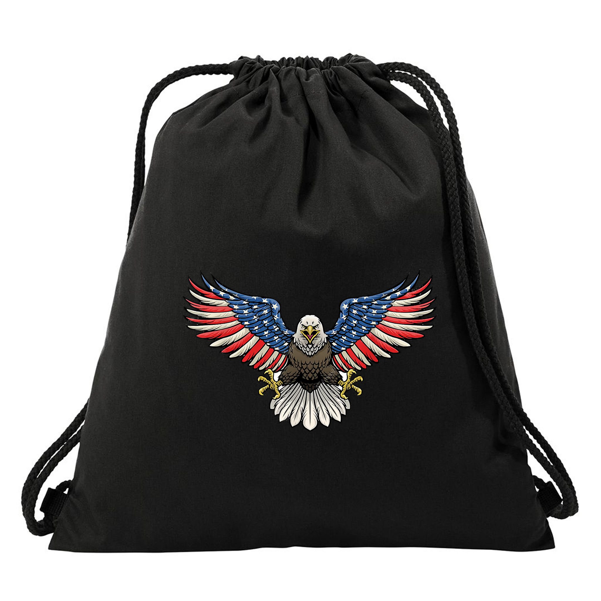 PATRIOTIC EAGLE 4th Of July USA American Flag Proud Drawstring Bag