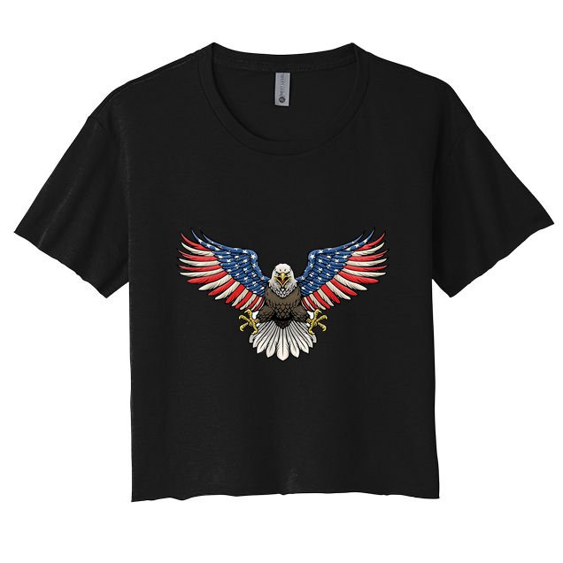 PATRIOTIC EAGLE 4th Of July USA American Flag Proud Crop Top
