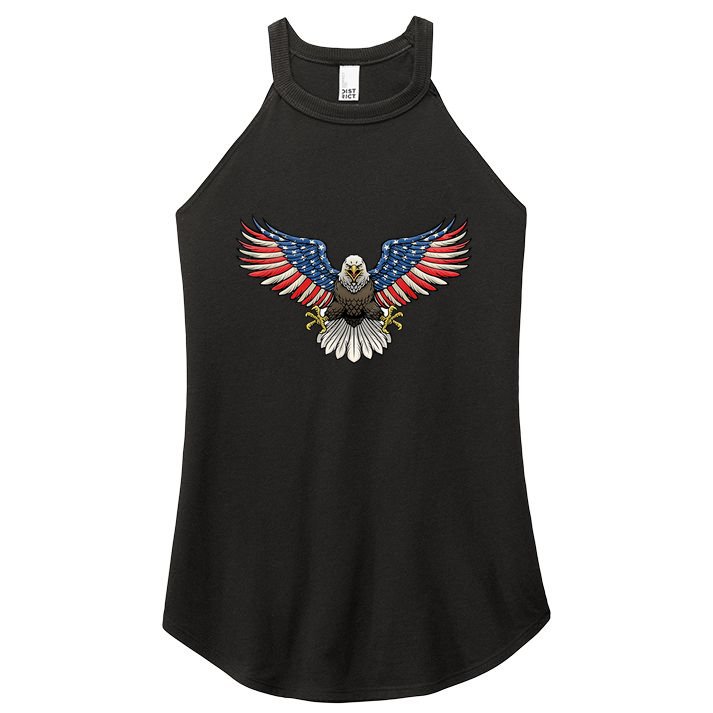 PATRIOTIC EAGLE 4th Of July USA American Flag Proud Women's Perfect Tri Rocker Tank