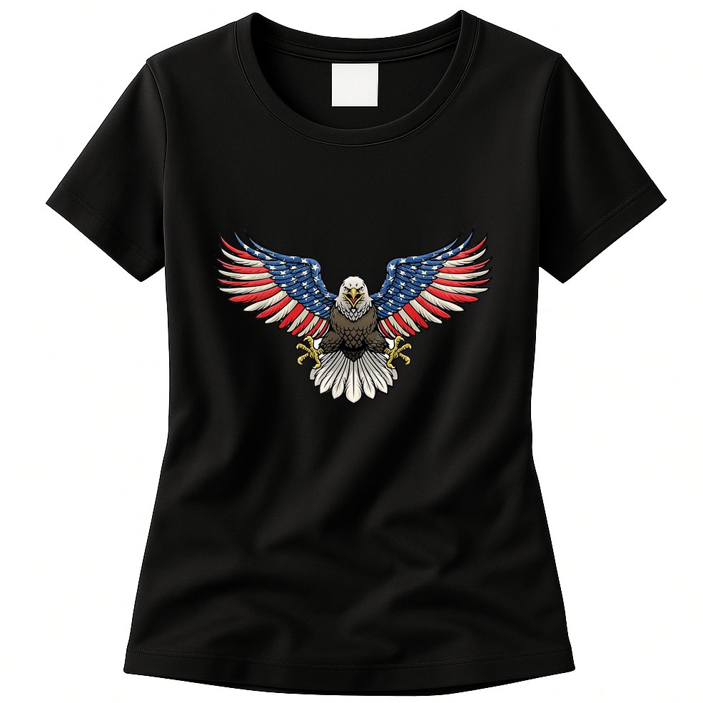PATRIOTIC EAGLE 4th Of July USA American Flag Proud Womens T-Shirt