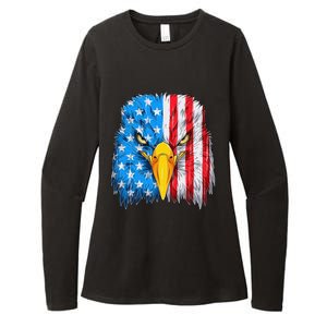 Patriotic Eagle 4th of July USA American Flag Womens CVC Long Sleeve Shirt