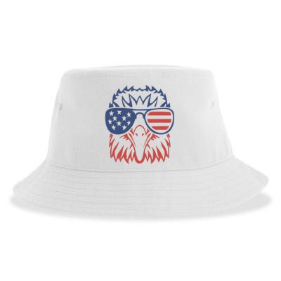 Patriotic Eagle 4th Of July USA American Flag Sustainable Bucket Hat