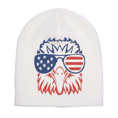 Patriotic Eagle 4th Of July USA American Flag Short Acrylic Beanie