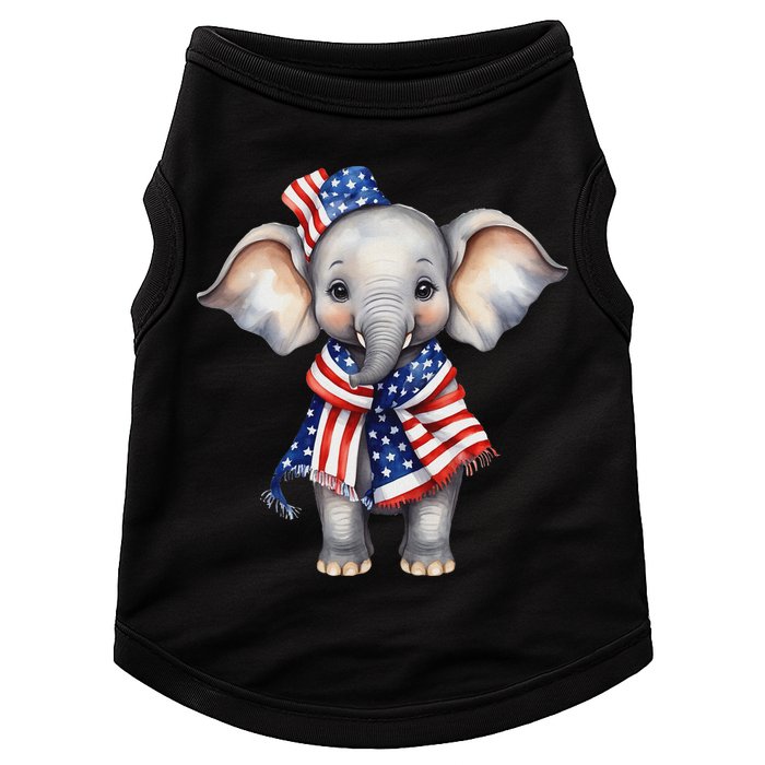 Patriotic Elephant 4th Of July Us Flag Doggie Tank