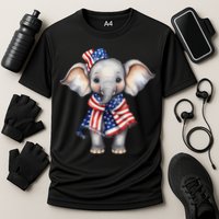 Patriotic Elephant 4th Of July Us Flag Performance Shirt
