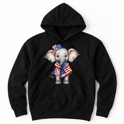 Patriotic Elephant 4th Of July Us Flag Hoodie