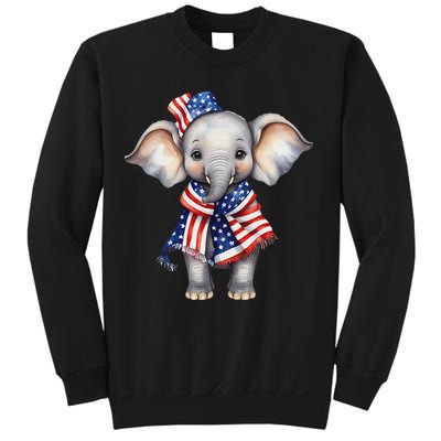 Patriotic Elephant 4th Of July Us Flag Sweatshirt
