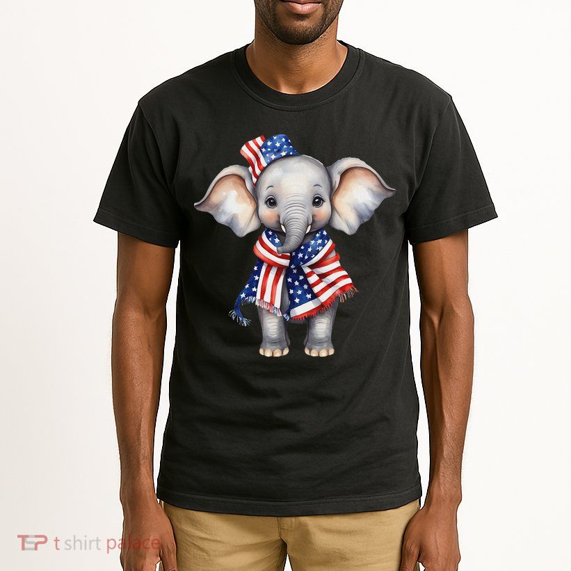 Patriotic Elephant 4th Of July Us Flag Tall T-Shirt
