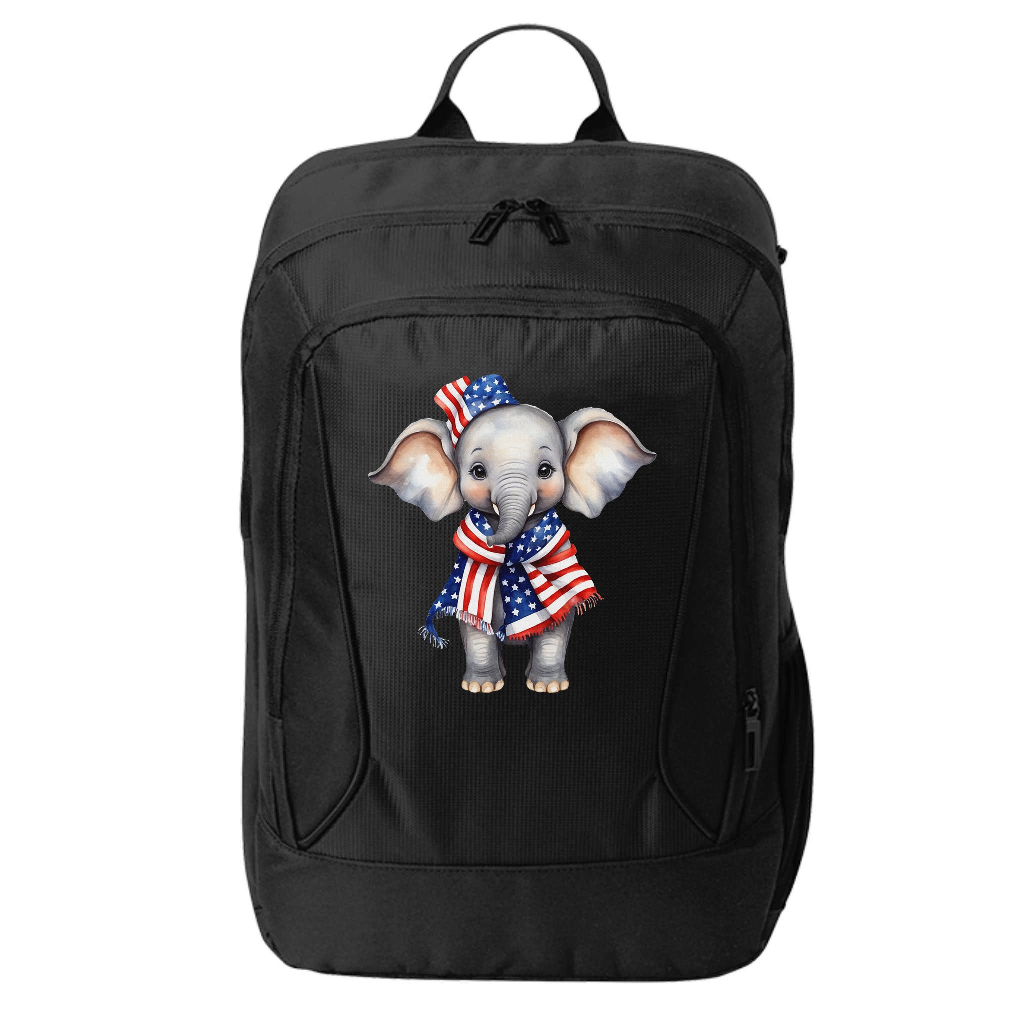 Patriotic Elephant 4th Of July Us Flag City Backpack