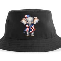 Patriotic Elephant 4th Of July Us Flag Sustainable Bucket Hat