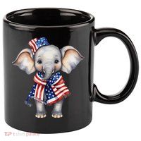 Patriotic Elephant 4th Of July Us Flag 11oz C Handle Ceramic Mug