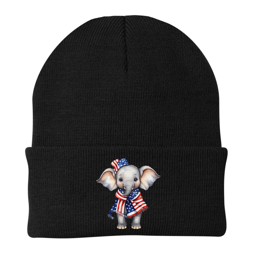 Patriotic Elephant 4th Of July Us Flag Beanie