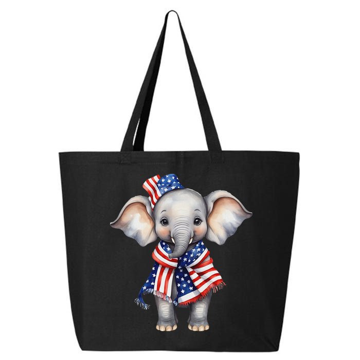 Patriotic Elephant 4th Of July Us Flag 25L Jumbo Tote