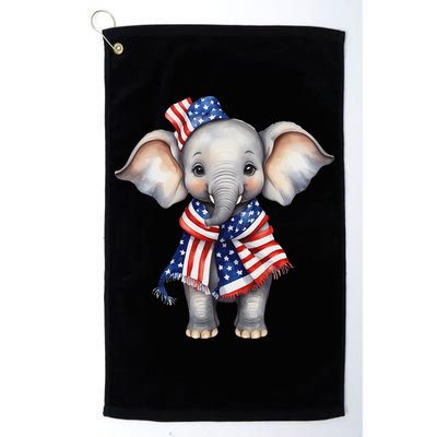Patriotic Elephant 4th Of July Us Flag Golf Towel
