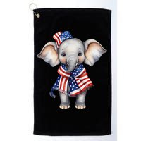 Patriotic Elephant 4th Of July Us Flag Golf Towel