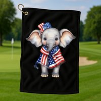 Patriotic Elephant 4th Of July Us Flag Golf Towel