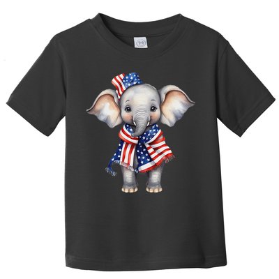 Patriotic Elephant 4th Of July Us Flag Toddler T-Shirt