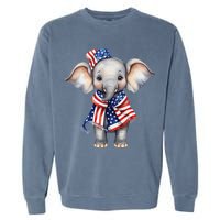 Patriotic Elephant 4th Of July Us Flag Garment-Dyed Sweatshirt