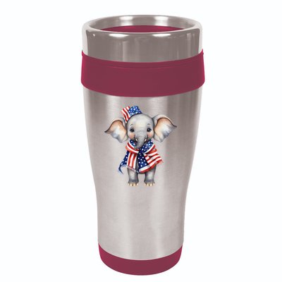 Patriotic Elephant 4th Of July Us Flag 16oz Travel Tumbler