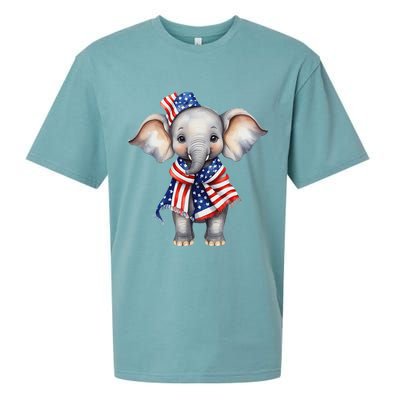 Patriotic Elephant 4th Of July Us Flag Sueded Cloud Jersey T-Shirt