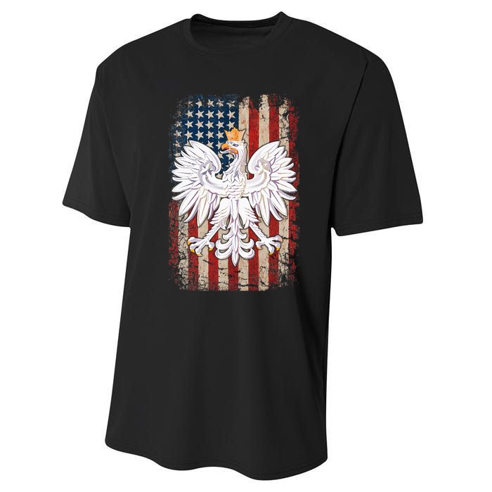 Polish Eagle American Flag Pride Poland Performance Sprint T-Shirt