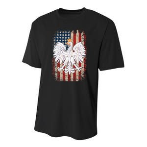 Polish Eagle American Flag Pride Poland Youth Performance Sprint T-Shirt