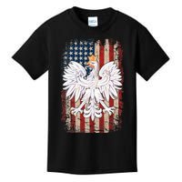 Polish Eagle American Flag Pride Poland Kids T-Shirt