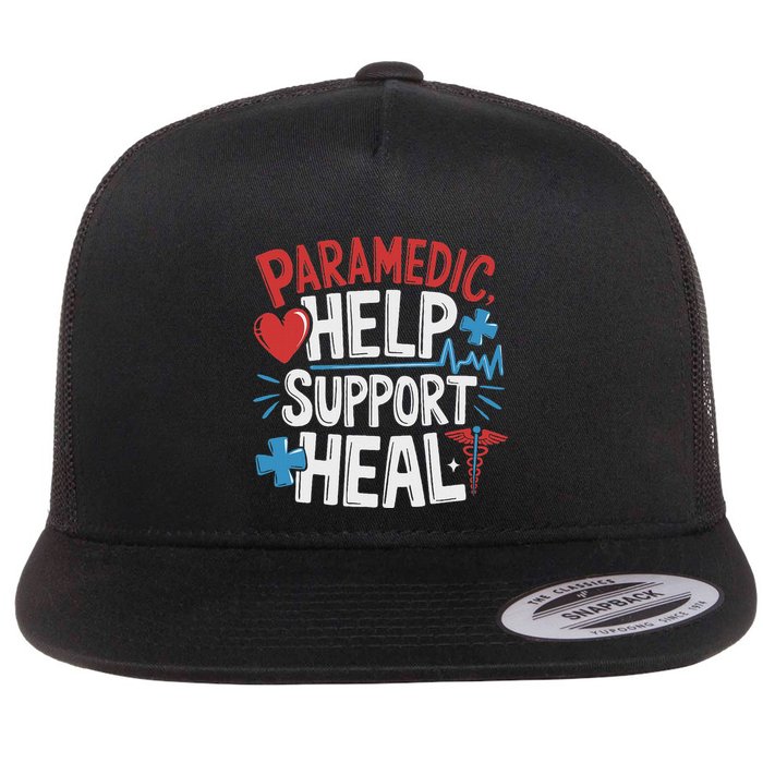 Paramedic Ems And Emt For Emergency First Aid Responder Flat Bill Trucker Hat